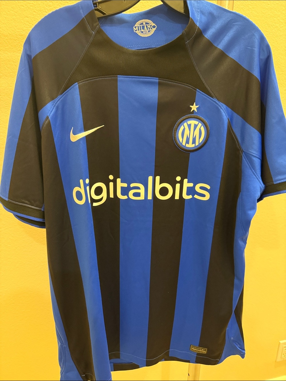 Official Nike Milano Blue & Black Striped Soccer Jersey